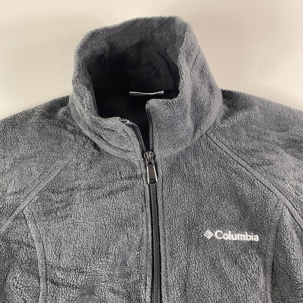 Columbia Jacket Womens Small Black Full Zip Fleece Sweater Zip Pockets Ladies